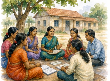 Researcher observing a classroom skill-development activity